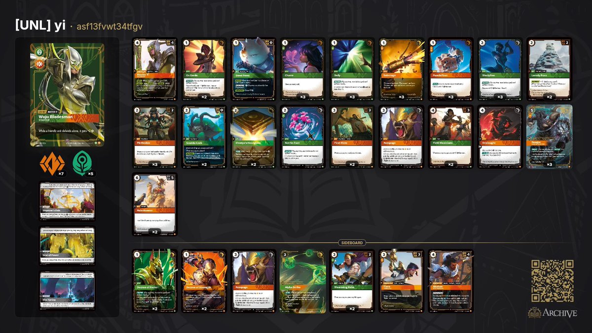 CATL_shin's tweet photo. Top 8 at the Breach the Bay 15k this weekend, with an individual score of 6-1 (+ 2 ID)! Unfortunately my teammates rolled some impossible MUs, but couldn't be more proud of them!
List feels solid, and the spicy cards have been overperforming 👀. Onwards to LA! #riftbound https://t.co/ChFbB8Q8LO
