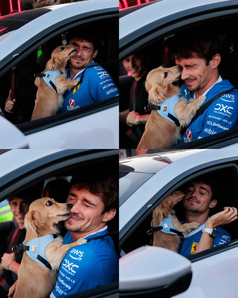 leclercsletters's tweet photo. the cutest pictures from monza last year with charles being "attacked" with kisses by leo 🥹❤️ https://t.co/8sD3b7rcTY