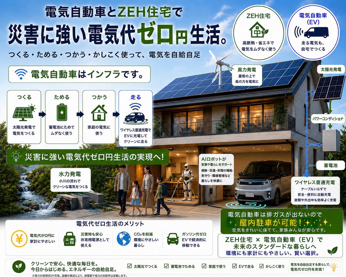 justy00's tweet photo. 電気自動車は屋内駐車が可能です😁
玄関は広く作りましょう👍 https://t.co/sa7joNSgp0