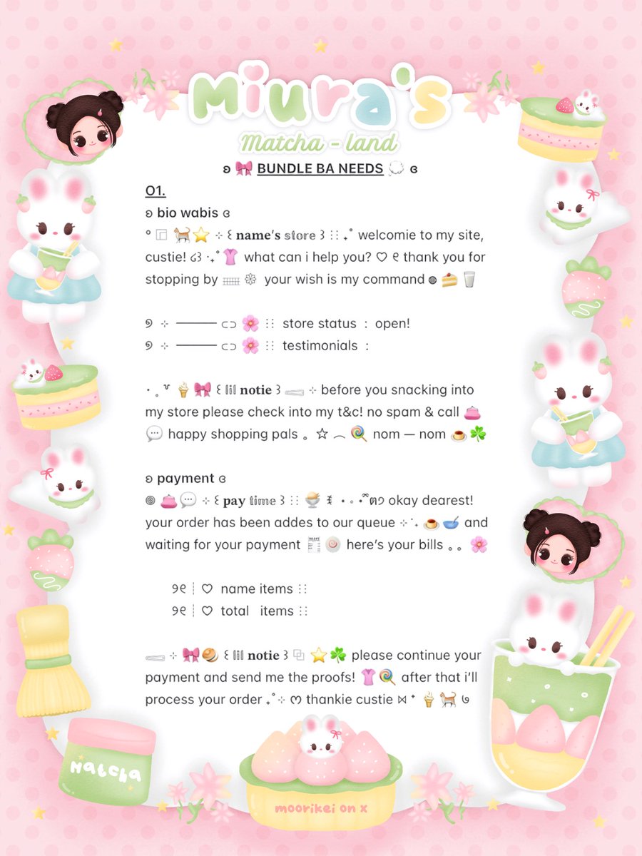 moorikei's tweet photo. ⠀
⠀ ⠀🍦  aloo help rt? thankiu   #bealanja!    🎀

⠀    𓄹 ݁₊ ada 1 bundle wording ready stock untuk 
⠀    ₊˚ ᨦ ꒰ bio wabis, payment, after payment &amp; 
⠀  ⠀thank you ꒱ ⋮⋮ 🌟👛 seharga https://t.co/zO4ngFZ3A4! ⊹ ࣪ ˖ 

⠀    ╰─── dm miura untuk order yaa!  ♡  💬 https://t.co/oHeu0rQcxg