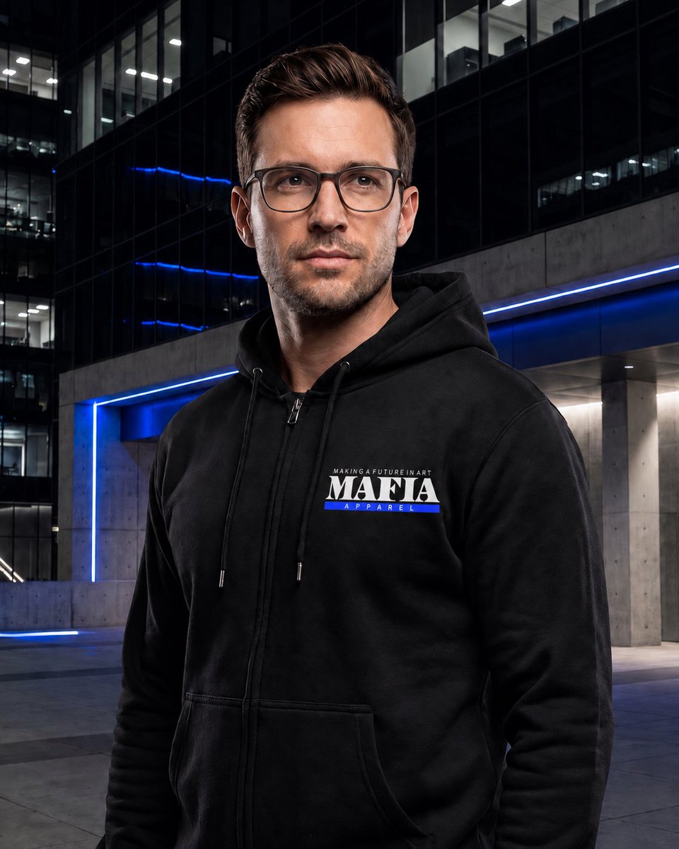 mademediallc's tweet photo. The MAFIA APPAREL / MADE Blue Bar Zip Hoodie brings the identity into an everyday uniform - clean, versatile, layered and unmistakably MADE.

Front to back
The blue bar remains the signature

MADE to order - https://t.co/eHJuPYsfWC

#MafiaApparel #MADEMediaLLC #makingafutureinart https://t.co/IHbcGzdJdN