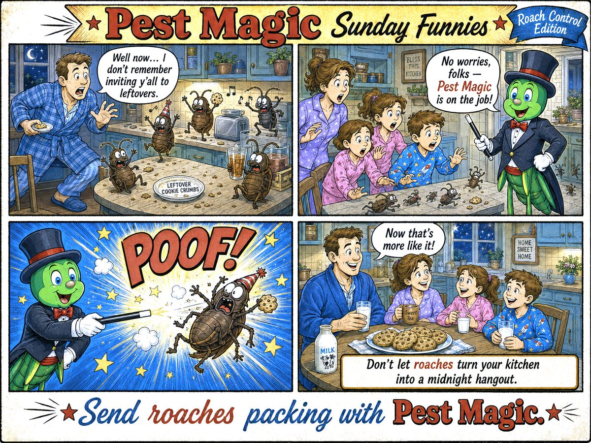 PestMagicGA's tweet photo. There’s nothing like sneaking into the kitchen for a little midnight snack… and finding out somebody else got there first.

Good thing this Sunday funny comes with a little magic. https://t.co/1MjS1ngixz
