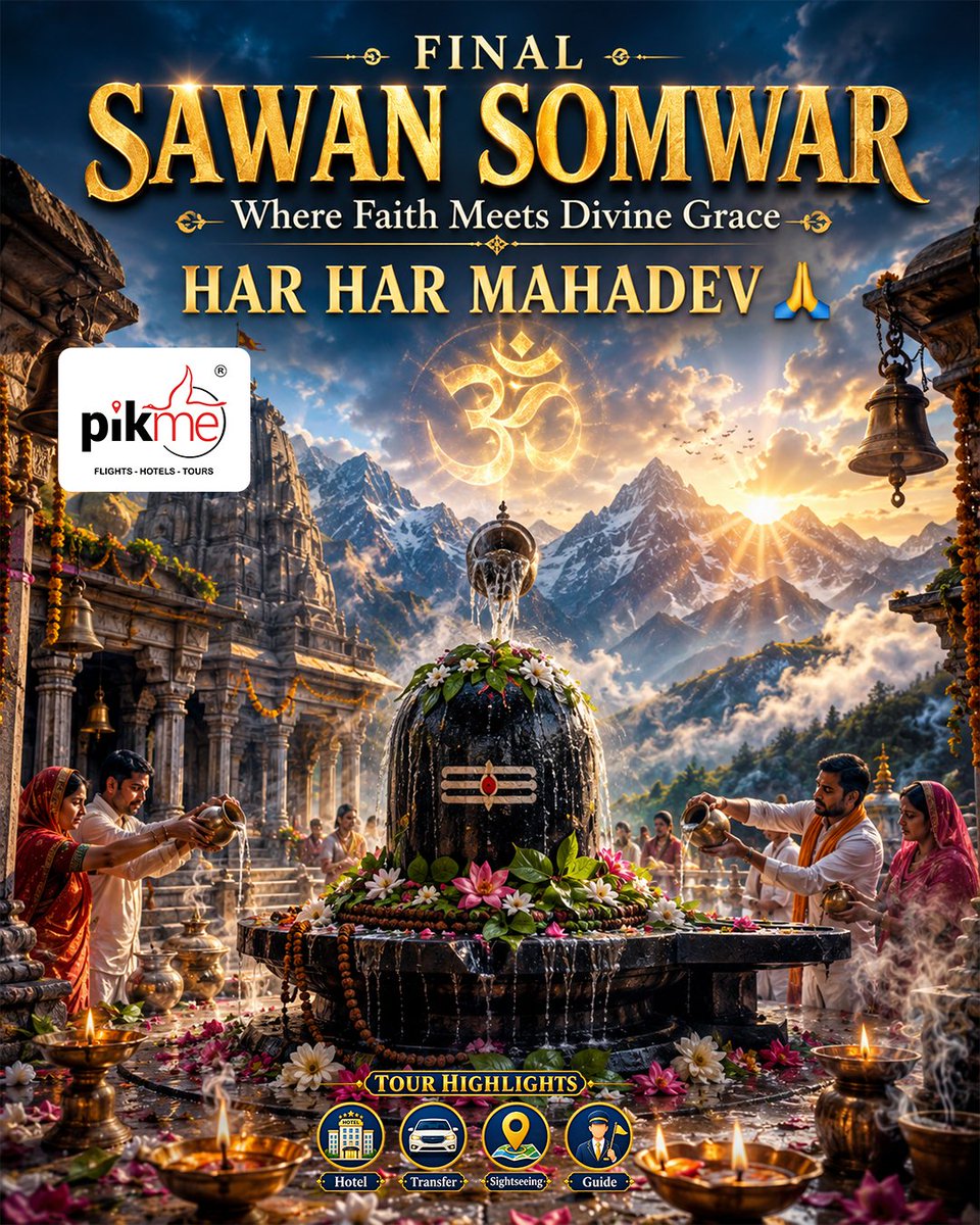gopikme's tweet photo. Final Sawan Somwar 🙏

May Mahadev bless every heart with peace, strength, prosperity and divine grace. 🕉️

As Sawan comes to an end, may our devotion to Bholenath continue forever.

Har Har Mahadev! 

#SawanSomwar #Mahadev #HarHarMahadev #OmNamahShivaya #Sawan2026 #LordShiva https://t.co/SeXGxD2NLR
