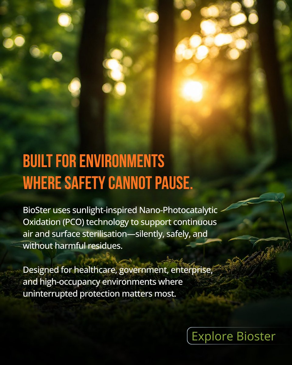 BCSS_bluecloud's tweet photo. 🌿 Cleaner Air. Safer Spaces. Better Health.

Meet BioSter — next-generation 24/7 air &amp; surface sterilisation with PCO technology.

✓ Silent &amp; eco-friendly
✓ Zero ozone side effects
✓ Low maintenance, 9,000+ hours
BioSter — Miracle in Every Breath. 💙
#BioSter #CleanAir https://t.co/sRx4f5z6wc