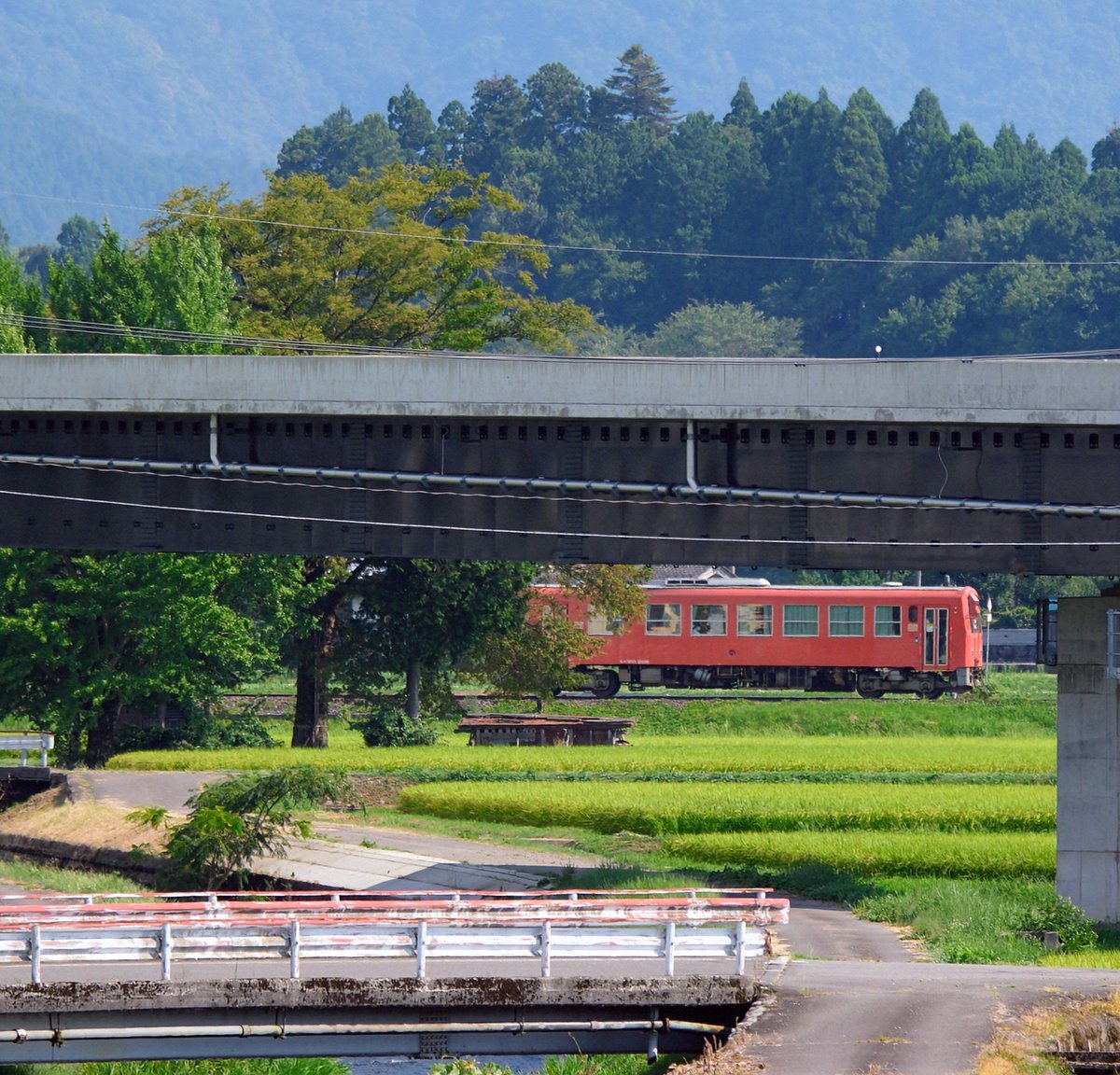 Mkz7785's tweet photo. 726D キハ120 205  8/24  14:58
#越美北線 #中部縦貫自動車道 
#大野油坂道路 https://t.co/UiAWOvYBDW