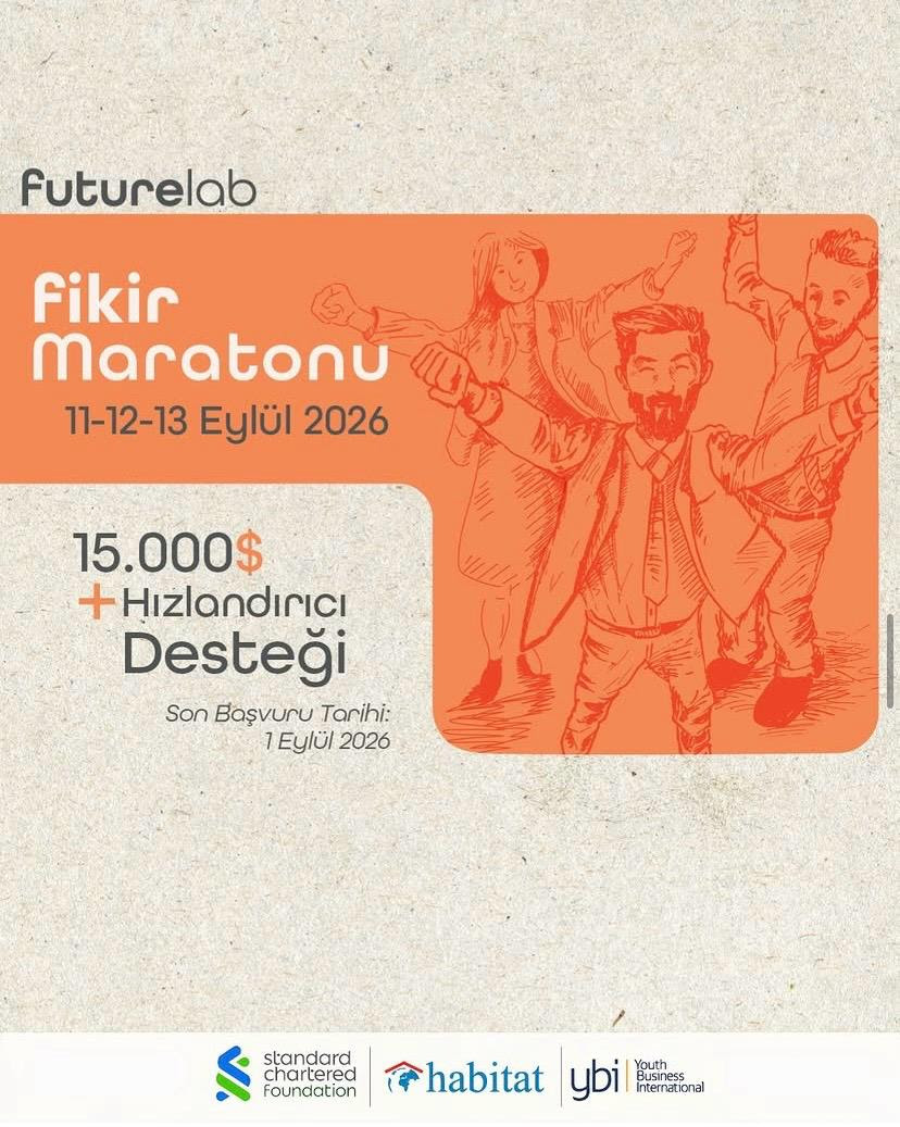 atukariyer's tweet photo. Future Lab Fikir Maratonu Başvuruları Başladı!

Standard Chartered Foundation desteğiyle Youth Business International ve Habitat Derneği ortaklığında yürütülen Future Lab Projesi kapsamında 11-13 Eylül 2026 tarihlerinde fiziksel ve konaklamalı olarak Fikir Maratonu düzenleniyor! https://t.co/0o0bioyZ50