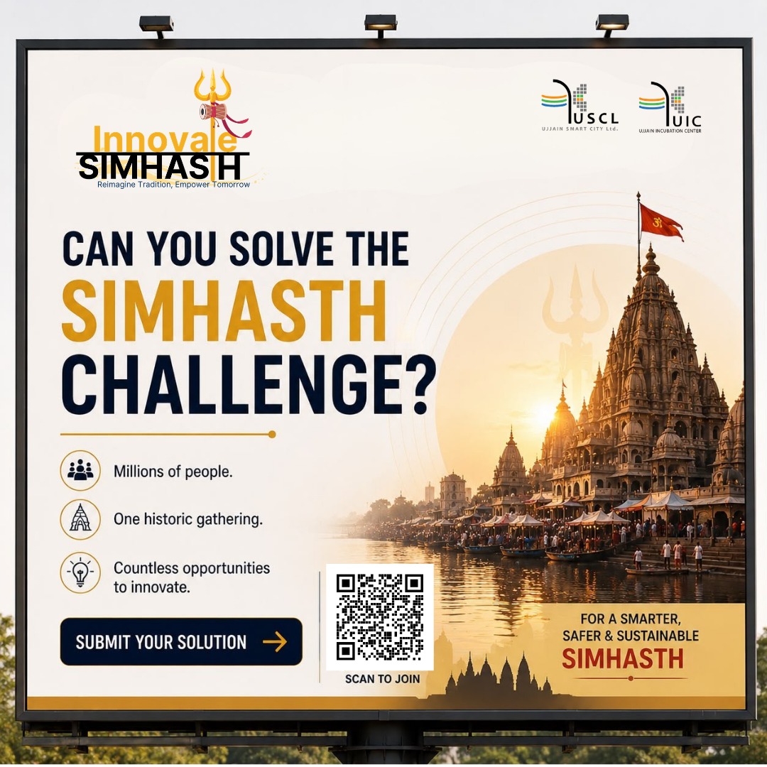 UCenter70249's tweet photo. From “What if?” to “We built it.” 

Simhasth 2028 needs more than ideas —
it needs innovators.

Bring your boldest solution.
Build for millions.
Innovate for Simhasth.

#InnovateSimhasth #Simhasth2028 #Ujjainincubationcenter #Ujjainsmartcity #Incubationmasters #Madhyapradesh https://t.co/34rmkILKnw