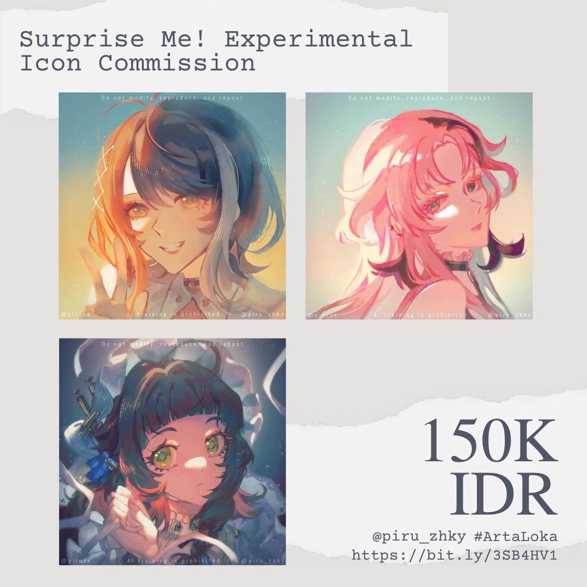 piru_zhky's tweet photo. Open komis lokal IDR Surprise me!/Skeb Experimental Icon
Cuma buka 1-2 slot aja di ArtaLoka. Link di reply
#artidn https://t.co/zZtAn8TK34