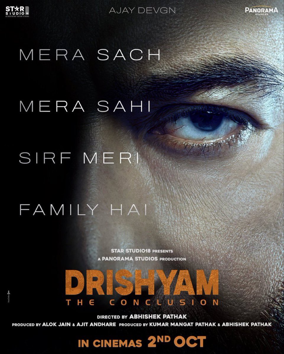 BollyChronicle's tweet photo. #AjayDevgn returns as Vijay Salgaonkar in #DrishyamTheConclusion!

2 October 2026

The final chapter of the #Drishyam franchise is officially coming to theatres! 🔥 https://t.co/4aLpLUWPxR