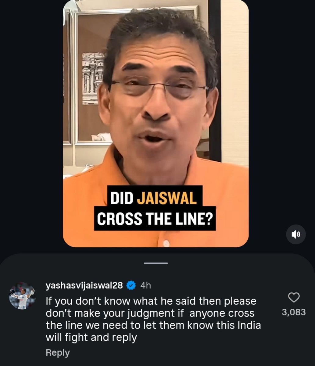 mufaddal_vohra's tweet photo. Yashasvi Jaiswal to Harsha Bhogle on yesterday's incident. https://t.co/pFVNIIaA7u
