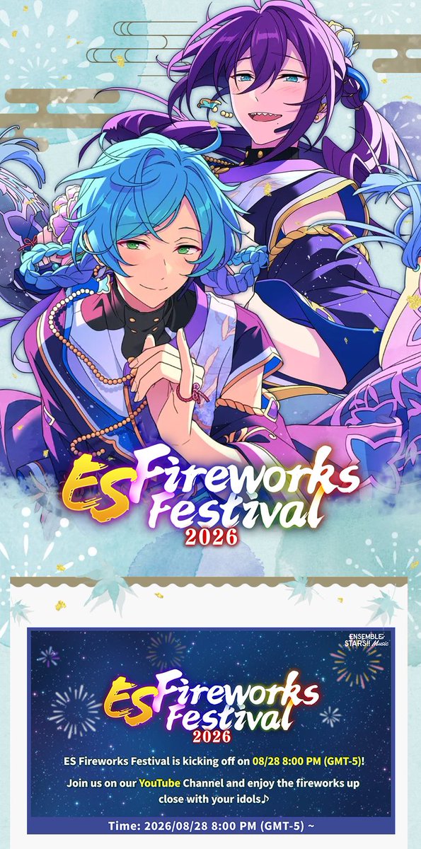 enstarsmusic_EN's tweet photo. ES Fireworks Festival will kick off soon!

💎Special Login Bonus
📱ES Fireworks livestream
⭐️New Arrivals at the ES Coin Shop

For more details, please check out the in-game notice. https://t.co/884AVDGzun