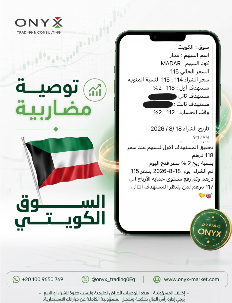 Stocks_Onyx's tweet photo. نتيجة جديدة تُضاف إلى توصيات ONYX✅🇰🇼
سهم #مدار يصل إلى 118 فلس
محققًا 2% ربحًا.
#بورصة_الكويت #الأسهم_الكويتية #KuwaitStocks #BoursaKuwait #السوق_الكويتي #توصيات_أسهم #تداول #تحليل_فني #تحليلات_أونيكس #مدار https://t.co/WKqlMA1jwn
