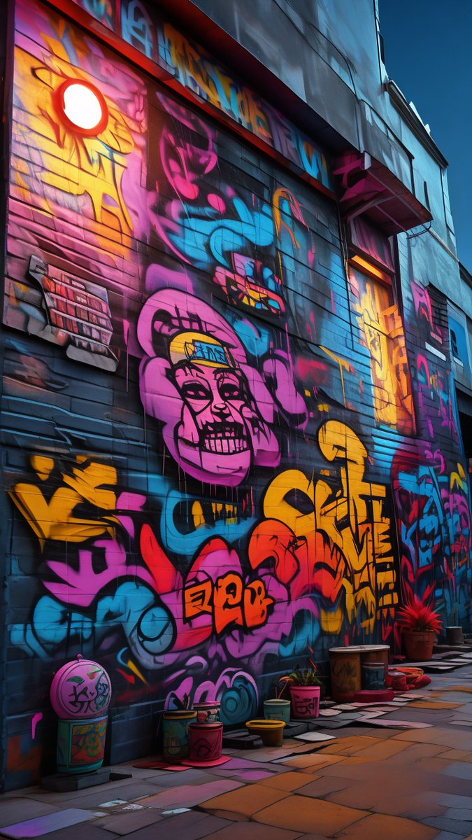 Rawanid3e's tweet photo. Lost in the textures of tonight’s street art walk—each spray-painted wall tells a quiet, unscripted story  Art is just life made visible. https://t.co/jP0qEGrIfm