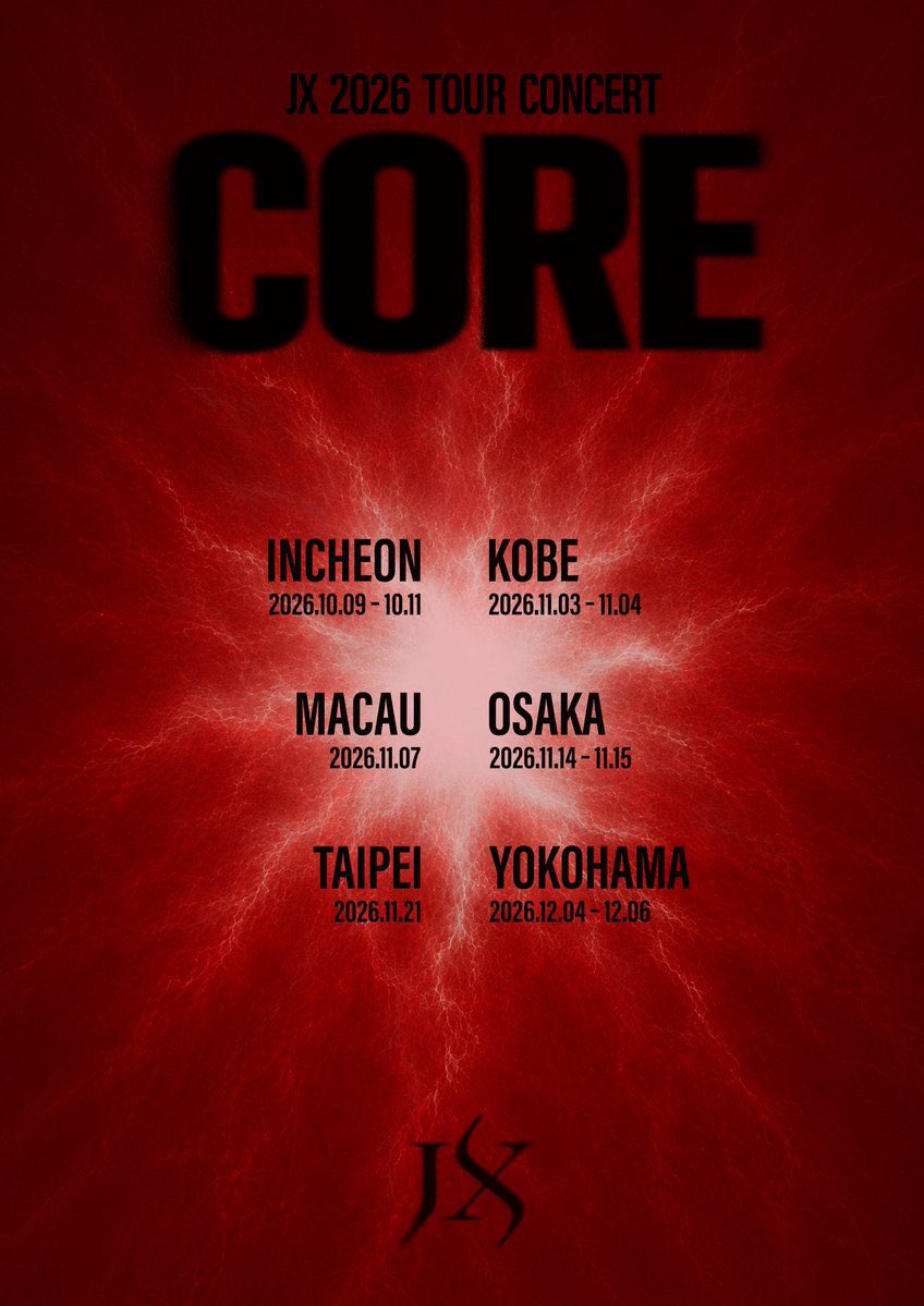 dbskfanbaseid's tweet photo. 📌[INFO]
JX to hold Asia Tour concert ‘CORE’ (260824)✨

JX IS BACK
STRAIGHT TO THE CORE

INCHEON │ 10.09 ~ 10.11
KOBE │ 11.03 ~ 11.04
MACAU │ 11.07
OSAKA │ 11.14 ~ 11.15
TAIPEI │ 11.21
YOKOHAMA │ 12.04 ~ 12.06

inspire arena..?

#JX_CORE #JX #XIA #Jaejoong #김재중 #김준수 https://t.co/HwhKvO76ML