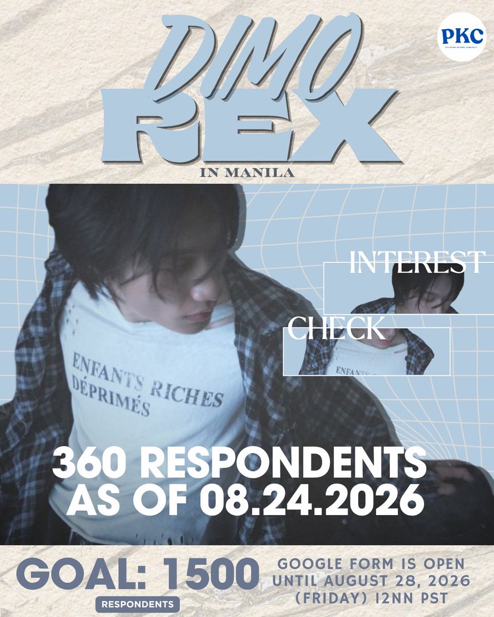 KHIPHOPMNL's tweet photo. This could be our chance to witness DIMO REX’s possible first event in Manila! If you’re ready to party with him and vibe to his undeniable hit tracks, then this one is definitely for you! 

Take the interest check, share it with your fellow fans, and let’s show just how much we want DIMO REX in Manila! 🇵🇭

Sign up: https://t.co/1aLvKkKzzb 

The survey will be open until August 28, 2026 (Friday), at 12:00 NN PST. Manila! Our goal: 1,500 respondents! 🙌

If you want to see DIMO REX in Manila, this is your chance to make your voice heard.  

#디모렉스 #DIMOREX