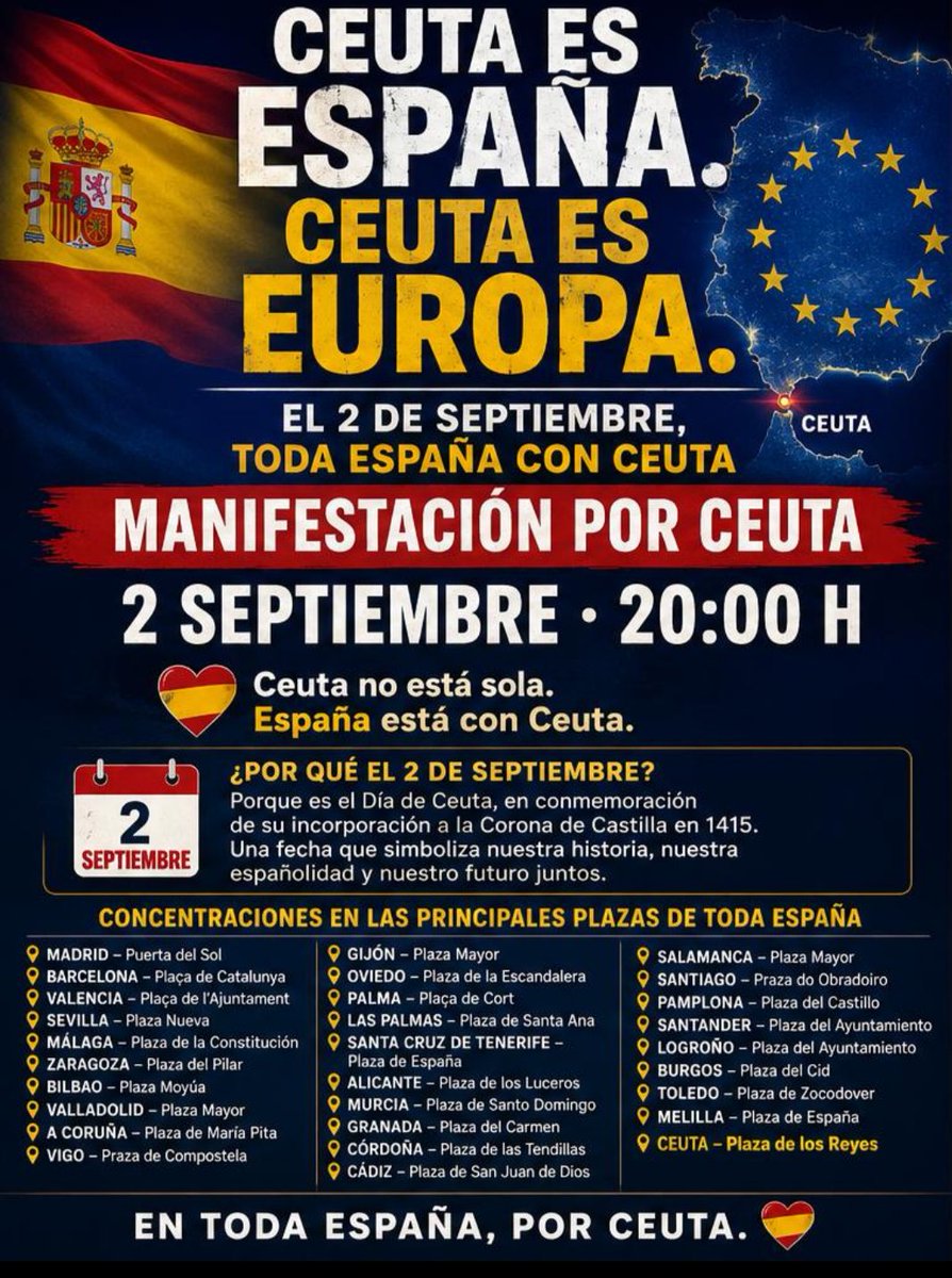 PerezRoldanJM's tweet photo. Ceuta es cristiana y europea desde 1415, y quiso ser española en 1640, cuando pudo dejar de serlo. Cinco siglos de fidelidad. La constancia de aquellas piedras acusa la tibieza del gobierno que no quiere defenderla.
#CeutaEsEspaña https://t.co/GwtLoEtglI
