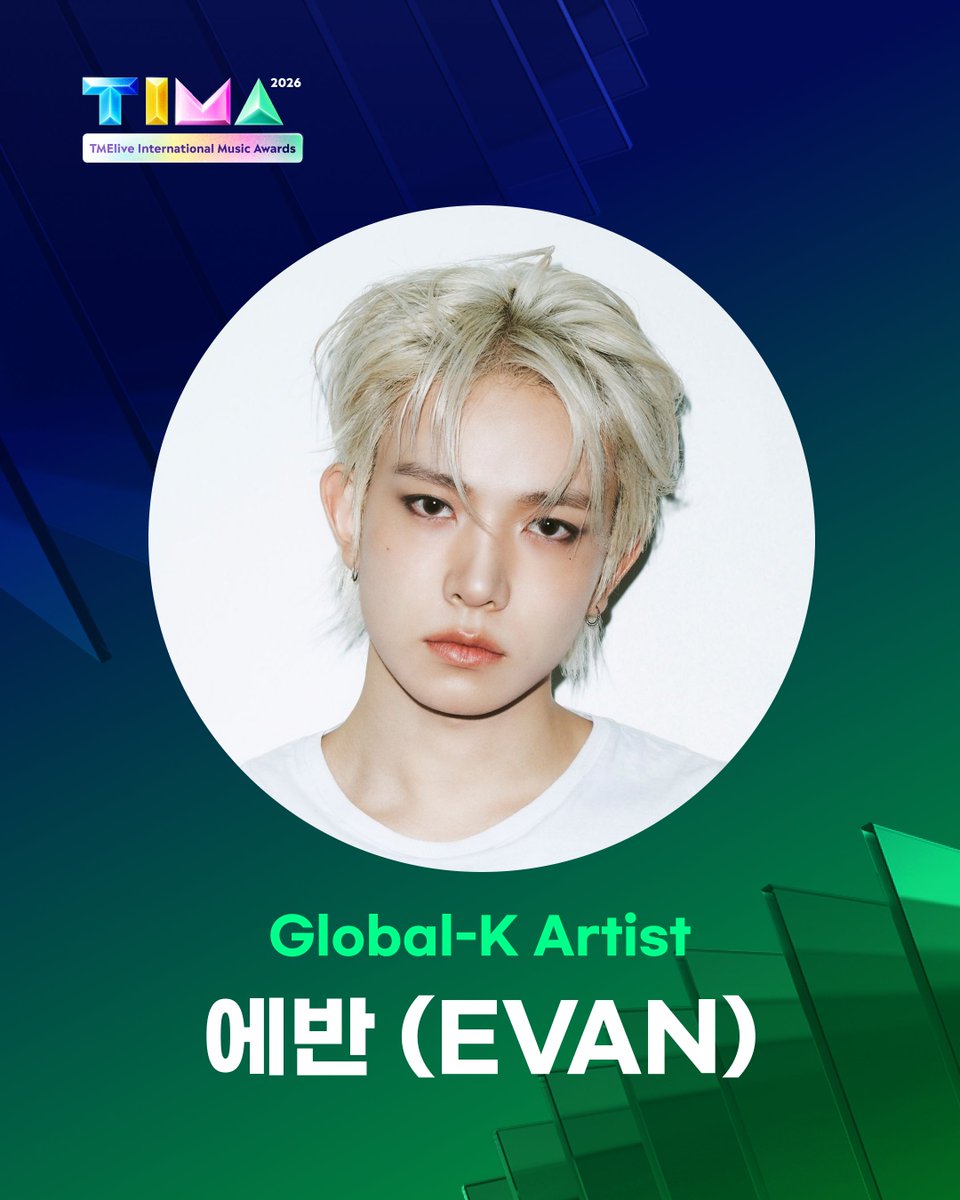 melon's tweet photo. TIMA X Global-K Chart 수상자 발표🏆

The Global-K Artist
#에반 #EVAN

Global-K Chart 데이터 30%와 팬 투표 70%가 더해져 탄생한
중국 최대 국제 음악 시상식 'TIMA'의 새로운 시상 부문!

수상을 진심으로 축하드립니다

"The Global-K Artist" — a new award category at TIMA
Winner determined by 30% Global-K Chart data and 70% fan votes.

Congratulations on the award.

The Global K-POP Standard
Global-K Chart
🔗https://t.co/8IWzLkp2c1

#멜론 #Melon #TIMA #GlobalKChart #멜론글로벌TOP100