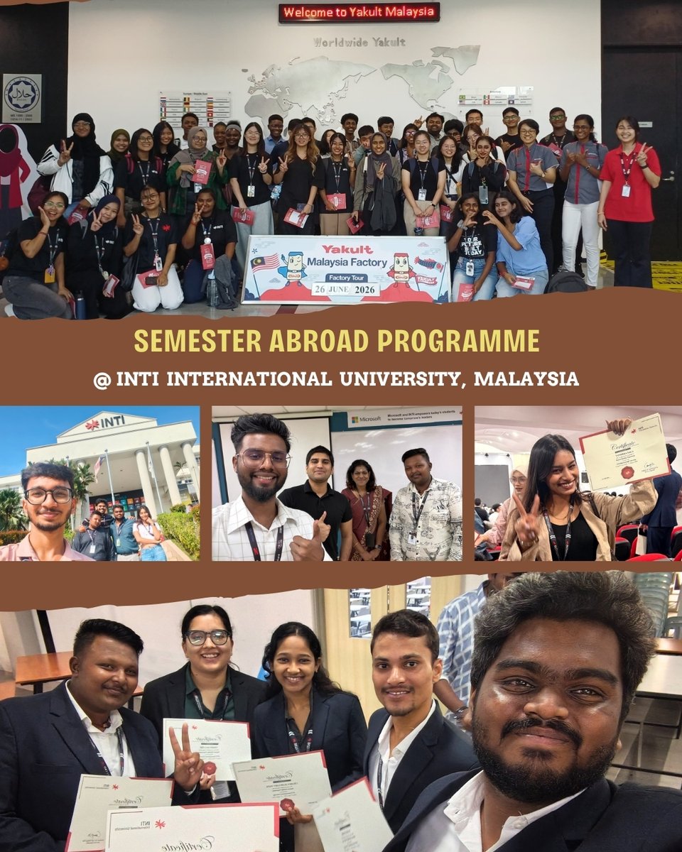 VMRFDUSALEM's tweet photo. Global exposure in action! 🌍🎓
​VMRF(DU) successfully facilitated the Fall 2026 Short Semester Abroad Programme at INTI International University, Malaysia, giving our students hands-on international learning and multicultural exposure.
​#VMRF  #SemesterAbroad #INTIUniversity https://t.co/W5fMCOd5b6