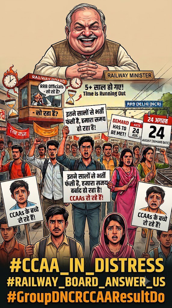 Rohitkumarbnk's tweet photo. हमारा हक, हमारा रिज़ल्ट! लंबे समय से रेलवे एक्ट अप्रेंटिस उम्मीदवार ग्रुप डी फाइनल रिज़ल्ट का इंतज़ार कर रहे हैं। हमारे भविष्य और मेहनत के साथ न्याय होना चाहिए। रेलवे मंत्रालय से अनुरोध है कि जल्द आधिकारिक अपडेट जारी करें #GroupDNCRCCAAResultDo @RailMinIndia @CPRONCR https://t.co/H6XDSOxTZ1