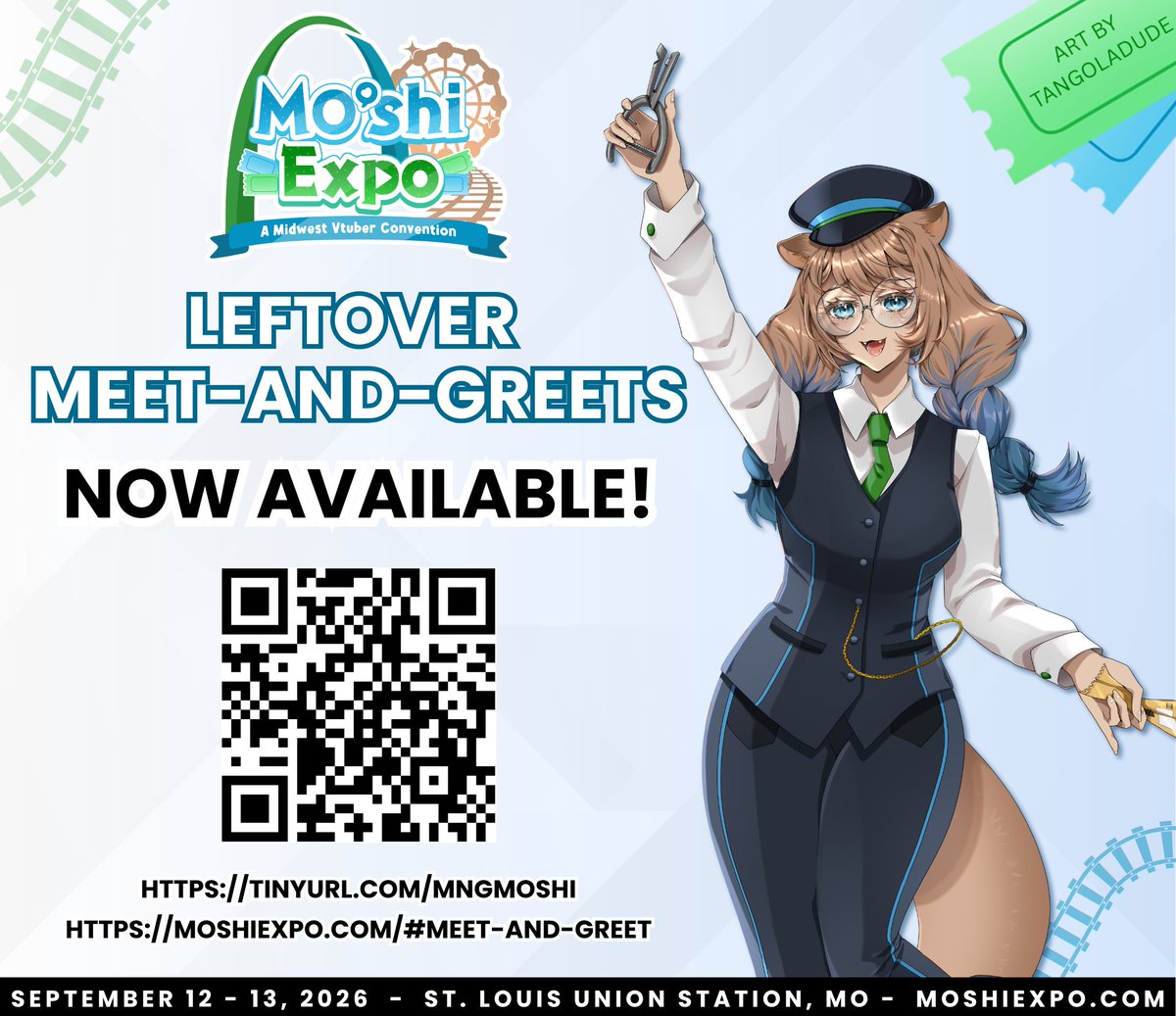 MOshiexpo's tweet photo. 【LEFTOVER MEET-AND-GREETS】

THE LEFTOVER MEET-AND-GREET FORM IS NOW OPEN!

They are first-come, first-served. All of the information is on the meet-and-greet page of our website, but we wanted to share the rundown on social media too!

----

- Meet-and-greets from here to the convention will be first-come, first-served.
- Quantities vary between talents and are limited.
- If the talent says "SOLD OUT," then they no longer have any spaces available.
- You may only claim ONE meet-and-greet per talent, even if they have leftovers.
- Have some free time at the convention? Stop by the meet-and-greet booth next to registration and pick up an available meet-and-greet!
- If you want to add more talents after you’ve submitted a form, you are welcome to submit again at any time.
- There is no limit to how many meet-and-greets you can attend!
- Please be patient with the Eventbrite m&g rollout! You should receive your Eventbrite invite within a week of your submission. Please feel free to reach out with any concerns!

----

The following talents' leftover meet-and-greets are sold out. They will not be released to the FCFS public if they become available and instead will be pulled from the prior lottery pool: Beribug, Hiraga, Lilith O'Leerie, Nemimi Yane, Nyaruchuuu, PiapiUFO, PillowDear, Raki Kazuki, Sena Praline, Snuffy, Essie, Mint Fantome, Phoebe Chan, and Victoria Roman.

#MOshiExpo2026