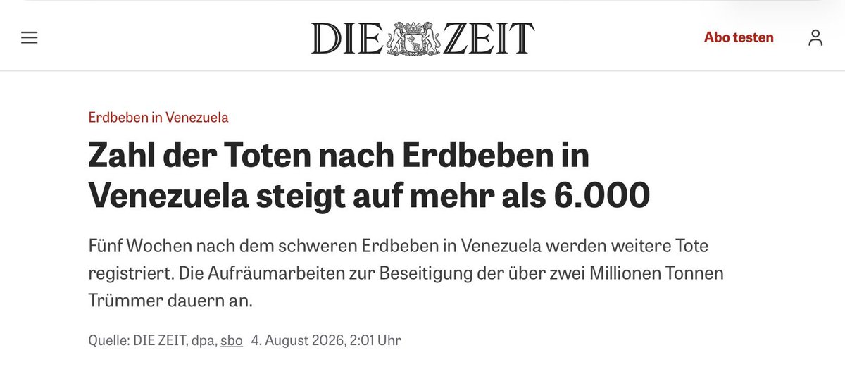 HofmeisterAusLU's tweet photo. Schweres Erdbeben der Stärke 7 vor 2 Monaten in Japan.
Sie erinnern sich?
Japan? Das verheerende Erdbeben war in Venezuela!
Ja, dort auch. Selber Tag, vergleichbare Stärke. In Venezuela eine nationale Katastrophe mit tausenden Toten, in Japan nicht.
Sozialismus tötet. https://t.co/1Q5JPP6yH1