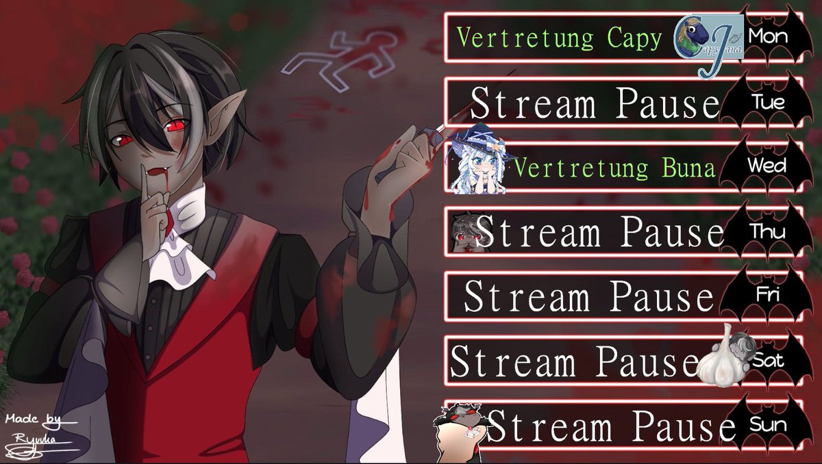 dominiki123's tweet photo. heyho Ihr lieben Blutsauger die Vertretungs Streams werden euch diese Woche von @/Capy und @BunadilunaVT  präsentiert viel spaß beim zukucken 🤗

Ps: vill kommt diese Woche noch ein Stream.
Wir hören uns nächste Woche wieder freu mich schon auf euch alle🤗🤗🤗 https://t.co/ihXDwtpWk5