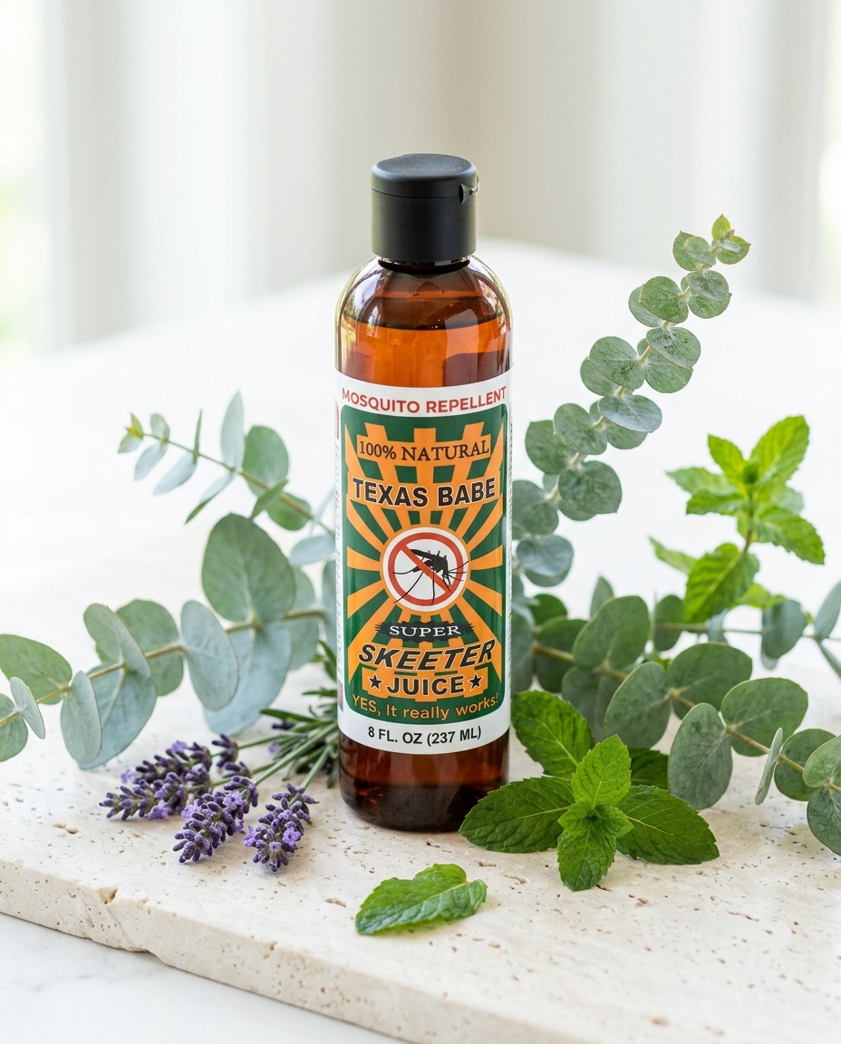 tienhunglab's tweet photo. You asked for a cleaner alternative to harsh chemical bug sprays, so we made one. Meet Texas Babe Skeeter Juice: an all-natural mosquito spray made with just four ingredients. Fresh, lightweight, and perfect for summer days and nights outdoors. https://t.co/fR2xqIW95D