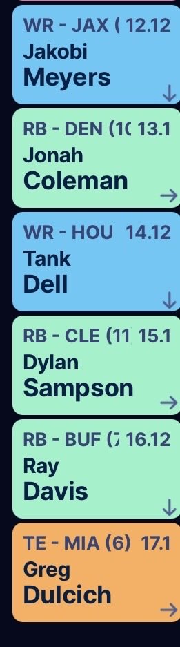 RouteUpCashOut's tweet photo. 1.01 in a SF league what do yall think?
Waited on QB till 6th round @SleeperHQ @SleeperNFL https://t.co/fxVVjuAMxZ