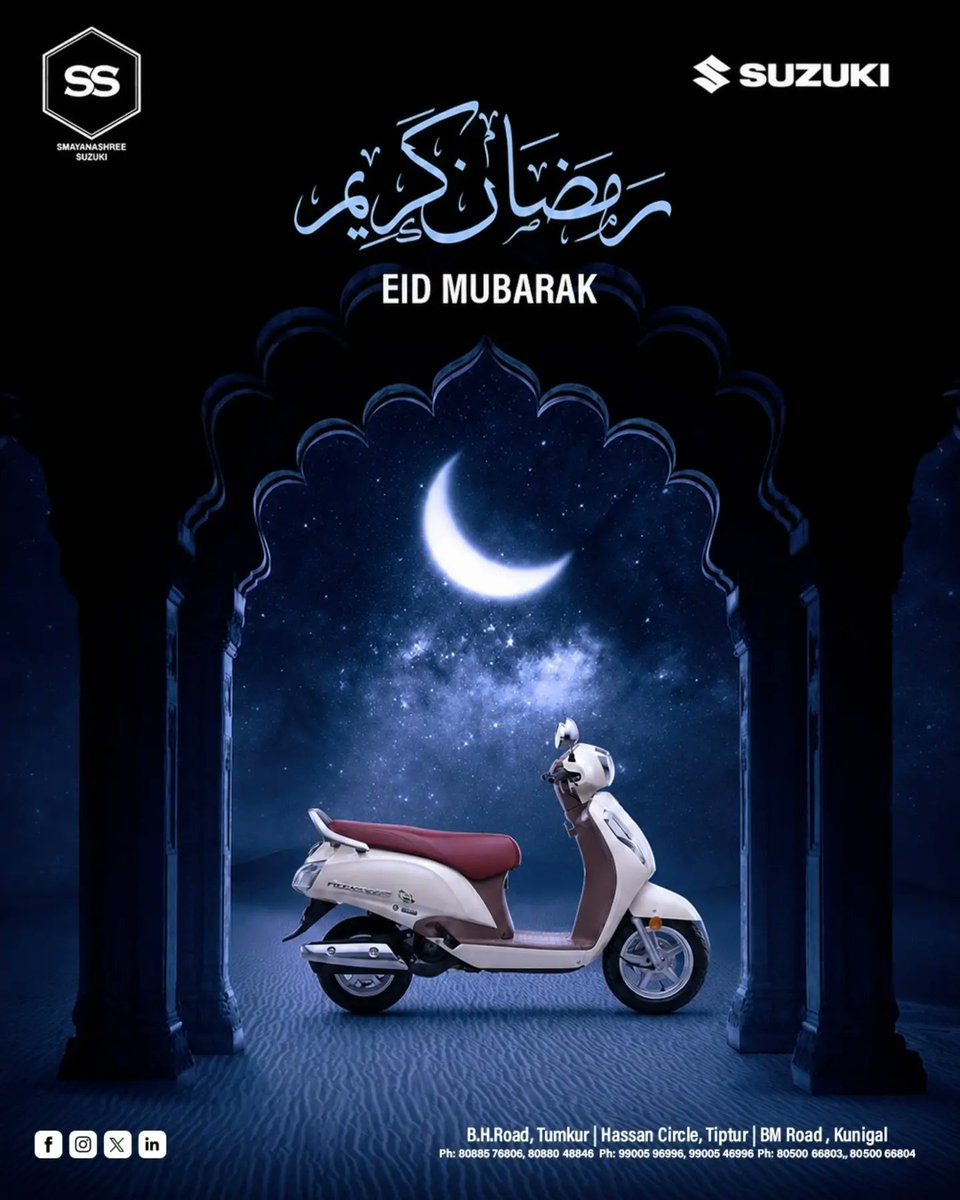 DanielPhil51234's tweet photo. Celebrate togetherness and new beginnings this Eid with style, comfort, and joy. Wishing you and your family a blessed Eid Mubarak from Smayanashree Suzuki. Ride into the festivities with happiness, peace, and endless smiles. https://t.co/DmDpMFrhaM