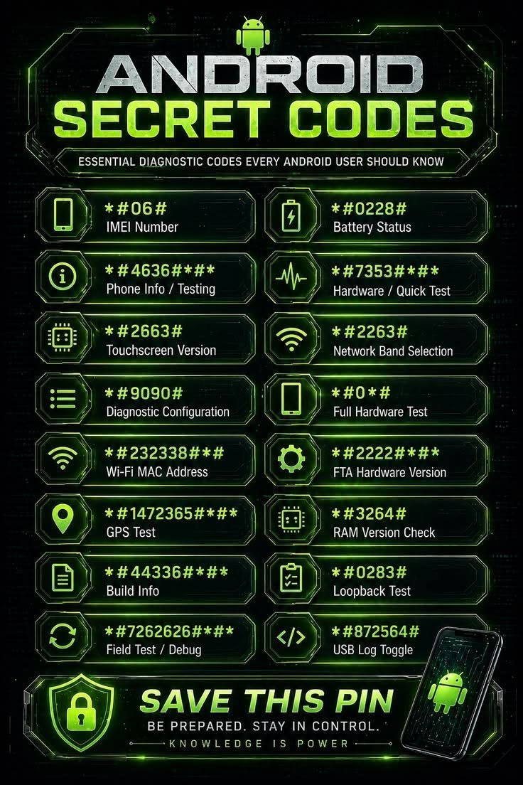 maxpostingx's tweet photo. Your Android is hiding
secret codes most people never try

Type them once
and take full control of your phone https://t.co/Iy3At3RKoM