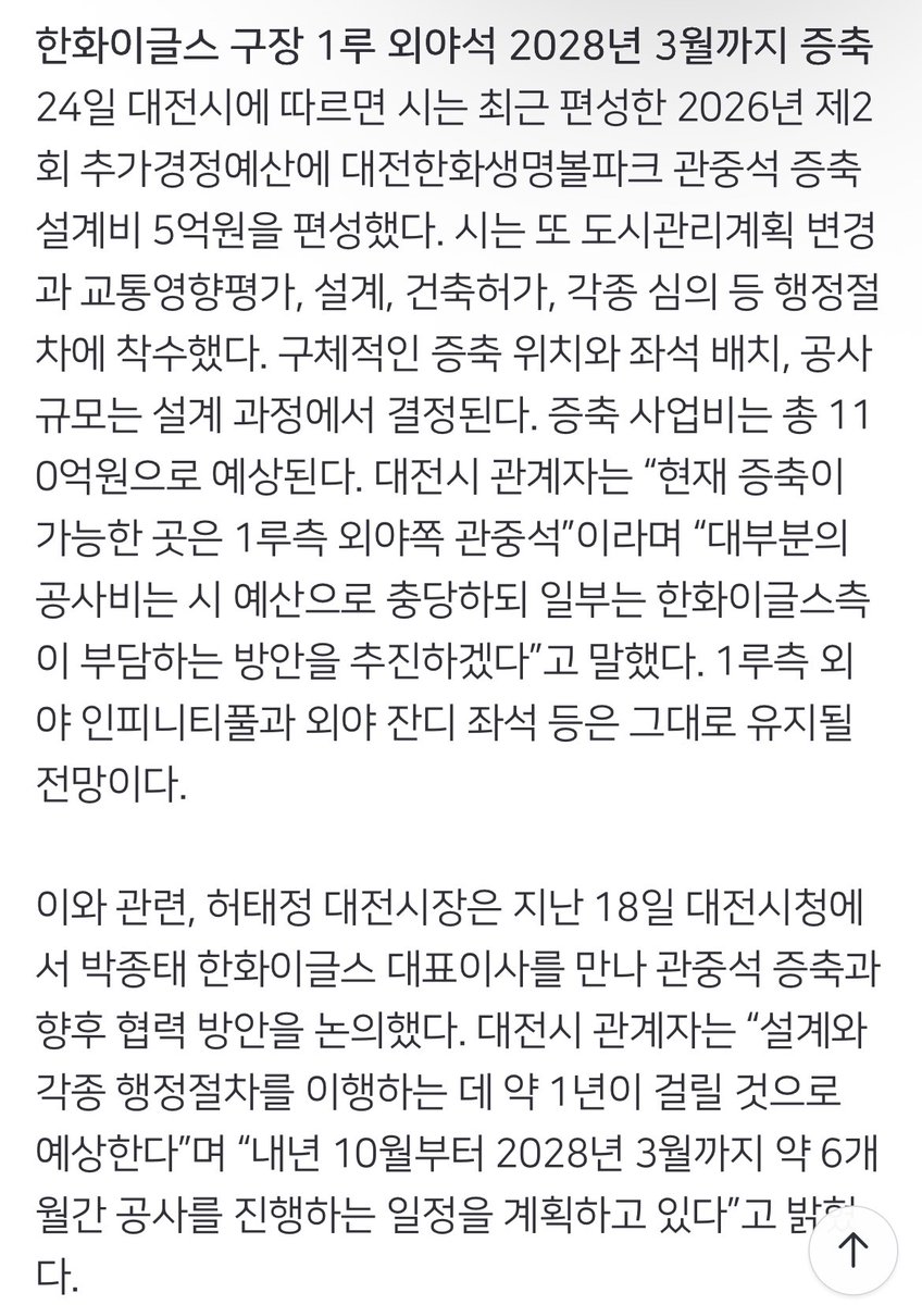 hanwhavictory2's tweet photo. 좌석점유율 98.4%...한화 홈 구장 1루측 외야 3000석 늘린다 (출처 : 네이버 뉴스) https://t.co/t0NeiKpisL https://t.co/77HDqIJRJ1