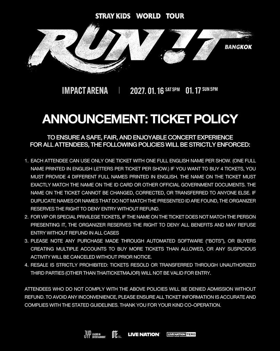 livenationth's tweet photo. (2/2)
#StrayKids #스트레이키즈
#RUN_IT_ASIA
#RUN_IT_BANGKOK
#YouMakeStrayKidsStay
#LiveNationTero https://t.co/sgTc3rSPX3
