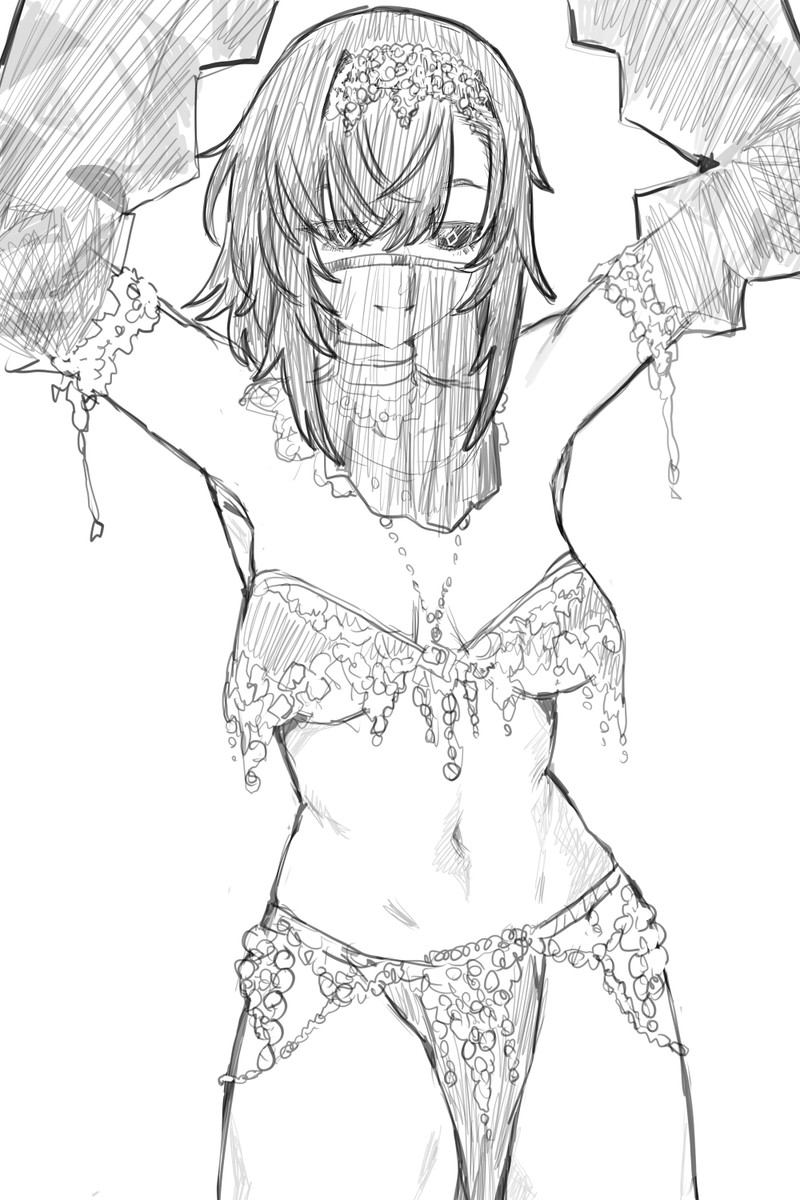 Izaru_31's tweet photo. sketch of priestess with belly dancer outfit https://t.co/FL18KFQnd9