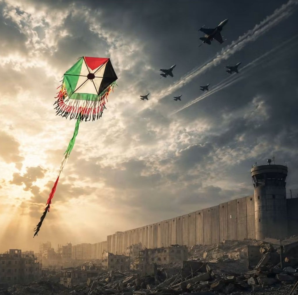 Marwa__Osman's tweet photo. Israel has apparently given the so-called "Board of Peace" three days to stop the paper kites coming out of Gaza or else it will unleash a massive air aggression on the Strip.

And honestly, what more is there to say?

You don't need a 20-post thread for this one. The headline is the entire dystopian joke.

A nuclear-armed entity, armed to the teeth and claiming regional military supremacy, terrorizing, bombing multiple states, genociding the population of one state while ethnically cleansing the population of another state, is threatening another devastating attack because children in Gaza are flying paper kites.

Children living amid rubble.
Children with barely any electricity, food, water or normal childhood left.

And somehow, the paper kite is the threat that requires an ultimatum.

Let that sink in. Not a missile. Not a fighter jet. Not an army.

A piece of paper. A string. And a child.

If this does not capture the sheer absurdity of the reality Palestinians are being forced to live through, I don not know what does.