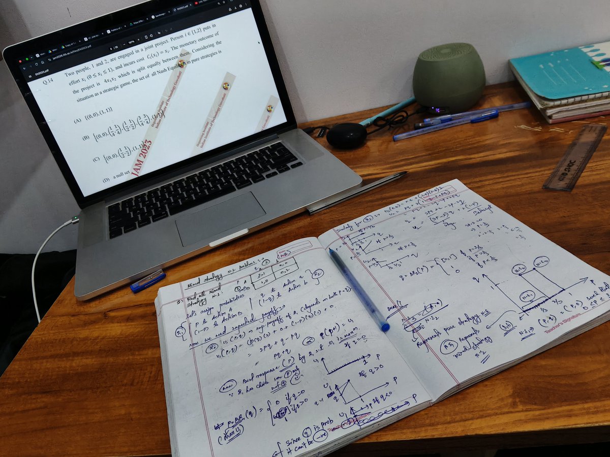 whyvesh's tweet photo. Another "all night " done well; 
Game theory has gone advance now;
I'm loving it tho,

#iitjamecon #iitjameconprep #dse #gametheory https://t.co/4BsP7Wo5ZR