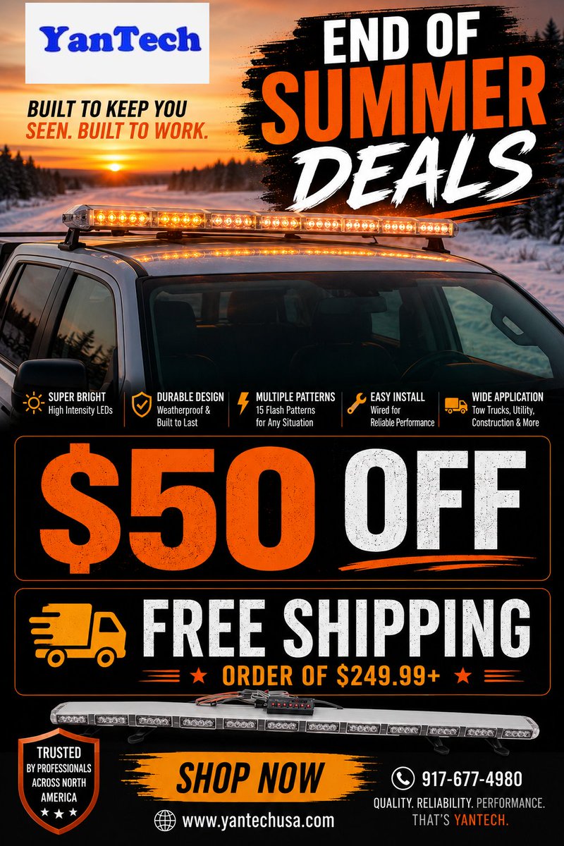 yantechusa's tweet photo. End of Summer Deals - YanTech Strobe Warning Light bar at https://t.co/ylMG2p35i2 https://t.co/RAhTx6TPYN