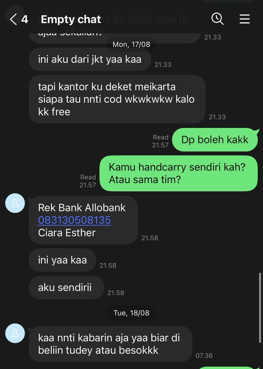 kjonginini_bear's tweet photo. ⚠️SCAMMER ALERT⚠️ (Help RT) 

Guys hati-hati ya kalau cari jastip Korea handcarry atau apa pun. Karena aku habis kena scam dari akun @.wyinks dengan nominal yang lumayan. Korbannya so far bukan cuma aku, tapi ada beberapa juga yang kena. 

Sekarang akun ybs udah hilang, linenya juga antara dinonaktifkan atau aku di block. 

Berikut no rekening transaksinya 

Atas nama : Ciara Esther 
Akun Allo Bank dan Dana : 083130508135 

Aku up supaya kedepannya banyak yang lebih hati-hati lagi ya kalau mau beli barang/apa pun dan semoga gak ada korban selanjutnya🥺 

#scamer #kpop #viral