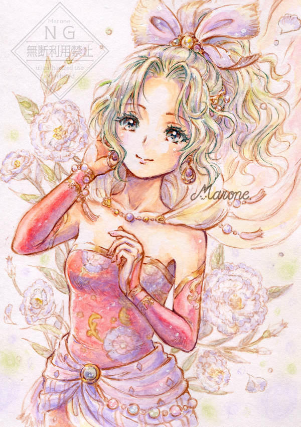 M_a_r_o_n_e_2ji's tweet photo. FF6ティナ完成しました🎀

以前「フォロワーさんの推しが描きたい」でyudofuさん（@217yudofu217）にリディアを描いて頂いたお返し絵です
楽しく描かせてもらいました☺ https://t.co/jPxO0clZR6