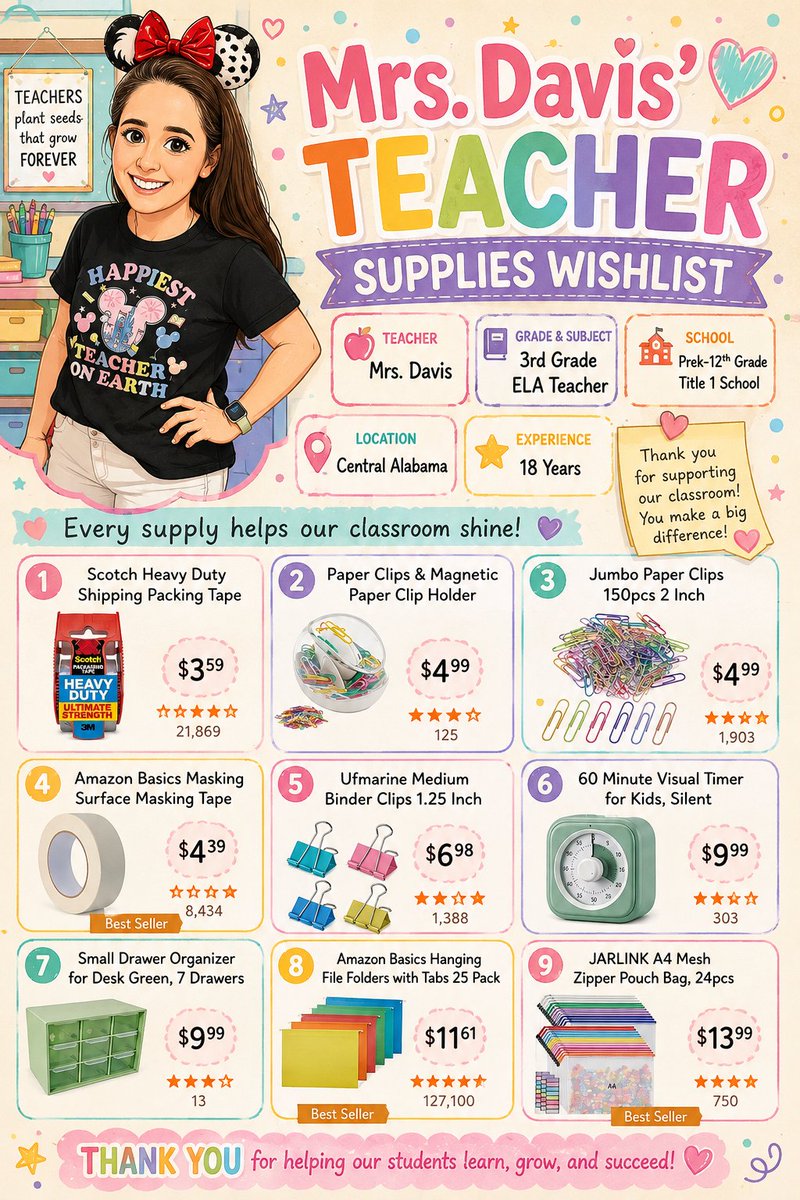megan92985's tweet photo. @TeachinginStyl3 I have made it through two weeks of the year. 

After some time with my 56 Third Graders I have realized some items that would be helpful this year and updated my list. 
💛🖤

Thank you for making a difference in my classroom. 

https://t.co/yrq4hS09lc https://t.co/wHTWW0AjS3
