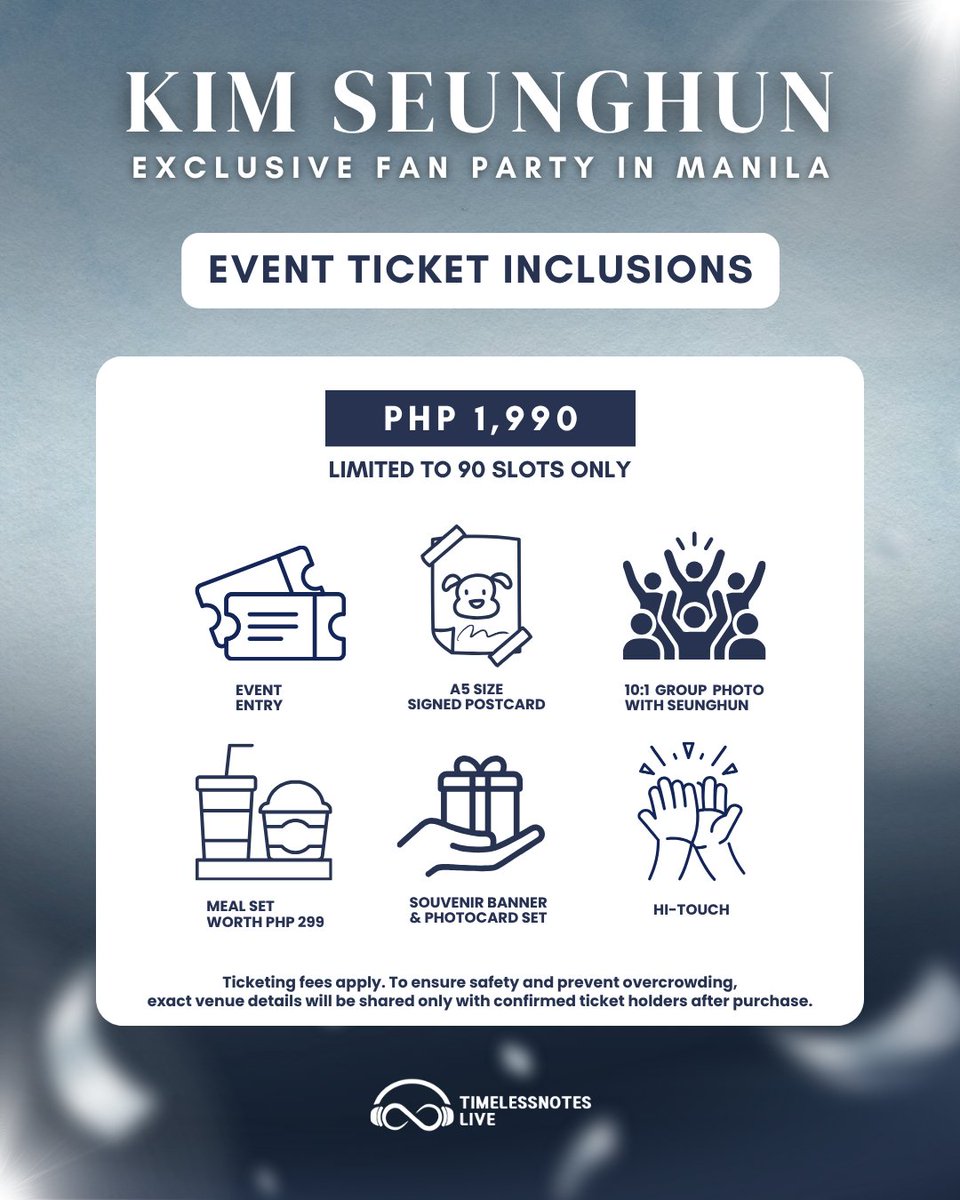 tnlive_official's tweet photo. 💙 KIM SEUNGHUN 💙 
✨ EXCLUSIVE FAN PARTY IN MANILA ✨  

HONEYS, the wait is over! 🥹 

Spend a cozy evening sharing a meal, catching up & making new memories with SEUNGHUN ✨

🗓 2026 SEPT 22 (TUE) 7PM PHT
📍 Pasig City, Metro Manila
🎟 On sale starting SEPT 5 (SAT) 7PM PHT

🔗 https://t.co/GiN4t6s3dv

#KIMSEUNGHUN #김승훈 
#KIMSEUNGHUNinMANILA #KPopPH