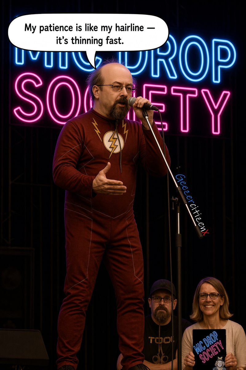 Batman54xXx's tweet photo. “My patience is like my hairline — it’s thinning fast.”
#MicDropSociety #StandUpComedy #ComedyClips #MicDrop #LaughCulture #JokeLife #CrowdWork #ComedyShorts #FunnyVideo #LaughDaily #DarkHumor #ThickSkinned #RedDeskSignal #GeezerCitizenX https://t.co/Os1U89r6ni