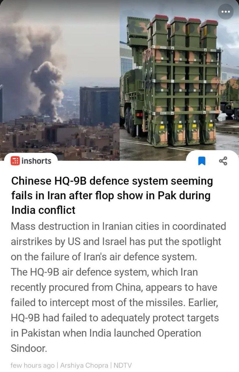 lalit22100's tweet photo. @VIPER4PAF And as far as Chinese Air Defense HQ-16 and 9 is, everyone knows its performance in Operation Sindoor and then in Venezuela and Iran. https://t.co/o9DnBo3wfP