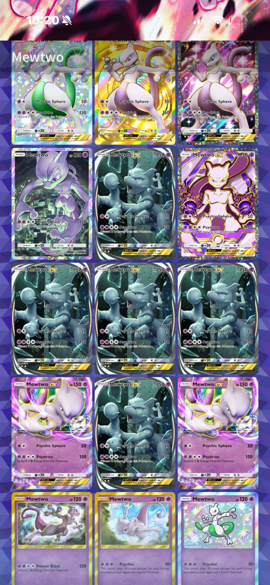 Qtwo_150's tweet photo. Mewtwo TCG pocket master set w/ gold borders complete! (Until next week when we go for gold border rocket Mewtwo &amp; hopefully an illustration) https://t.co/k94G8RuiO7