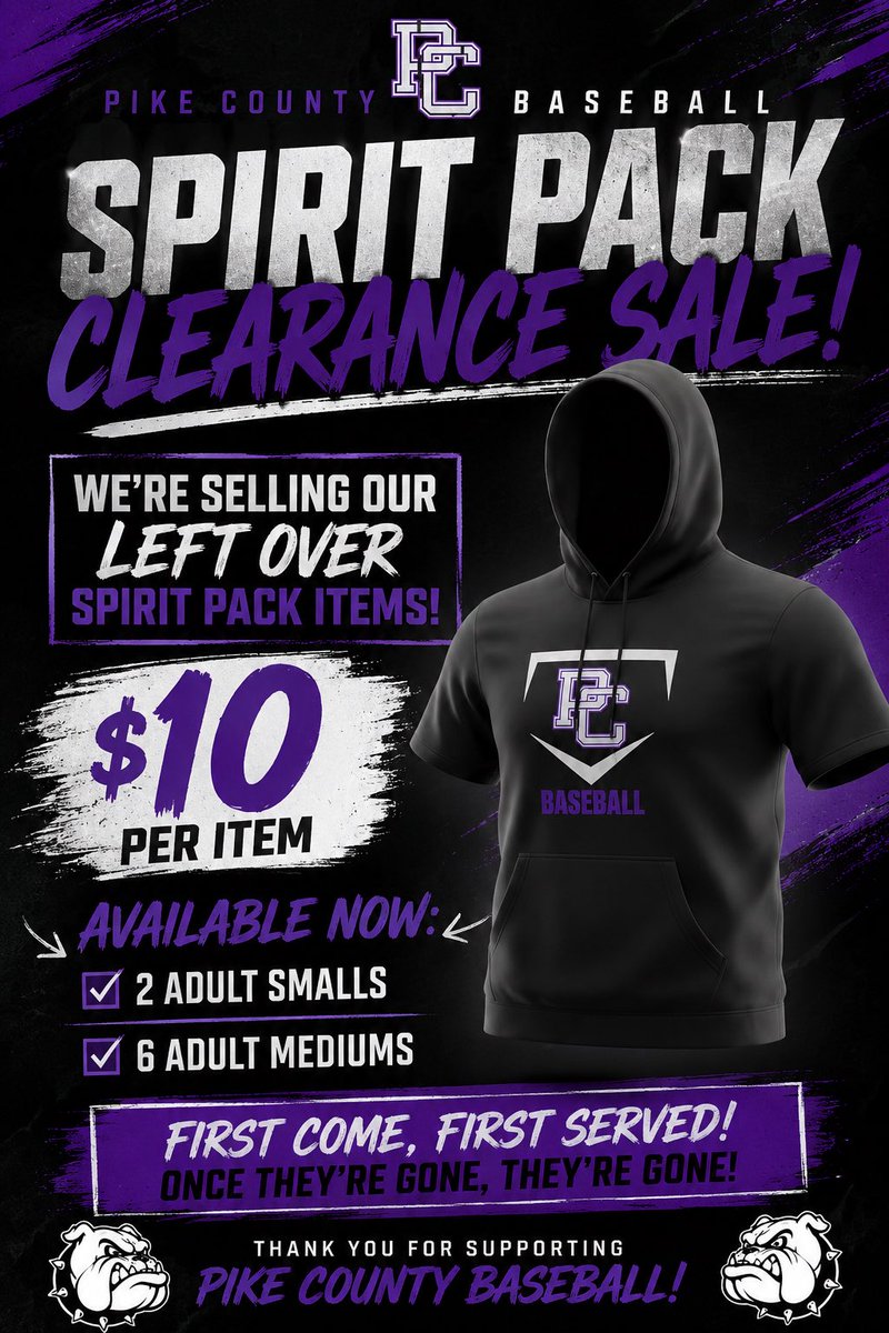 PikeCoBaseball's tweet photo. 🚨 PIKE COUNTY BASEBALL SPIRIT PACK CLEARANCE! 🚨

We have extra Pike County Baseball Spirit Pack gear available, and we’re clearing it out for just $10 PER ITEM! 

Interested in purchasing? Contact Coach Lange:

Call/Text: 931-279-2340
Email: CLange@pikecountyschools.com https://t.co/eH9d2QDfZt
