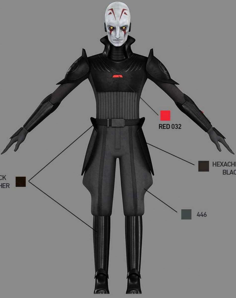 CobaltGreen1138's tweet photo. I love how the Grand Inquisitor's temple guard attire mirrors his Imperial outfit. They presumably had to update the look from TCW due to Rebels cloth animation limitations, but they found the perfect way to tie it in thematically. Art by Chris Glenn https://t.co/NWM6FRQSEw