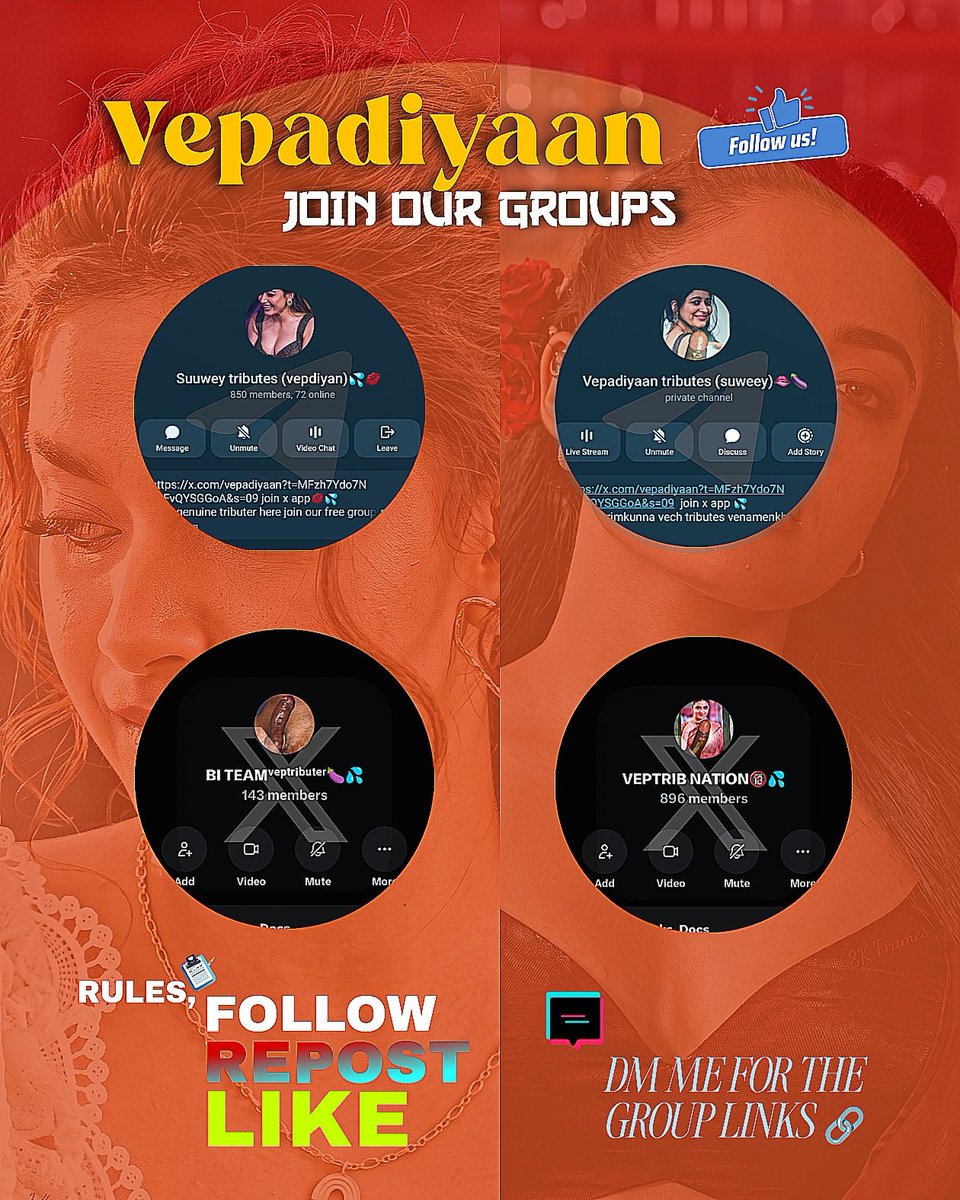 vepadiyaan's tweet photo. JOIN OUR GROUPS ON TELEGRAM &amp; X'APP 

Rules 📌
FOLLOW 
LIKE, REPOST 
and Dm me 📥

New groups are starting soon so join for more fun updates 🤤🔥

#actress #actressgooner #mallu #actresshot #keerthysuresh #rashmika https://t.co/qPWUYu5rOo