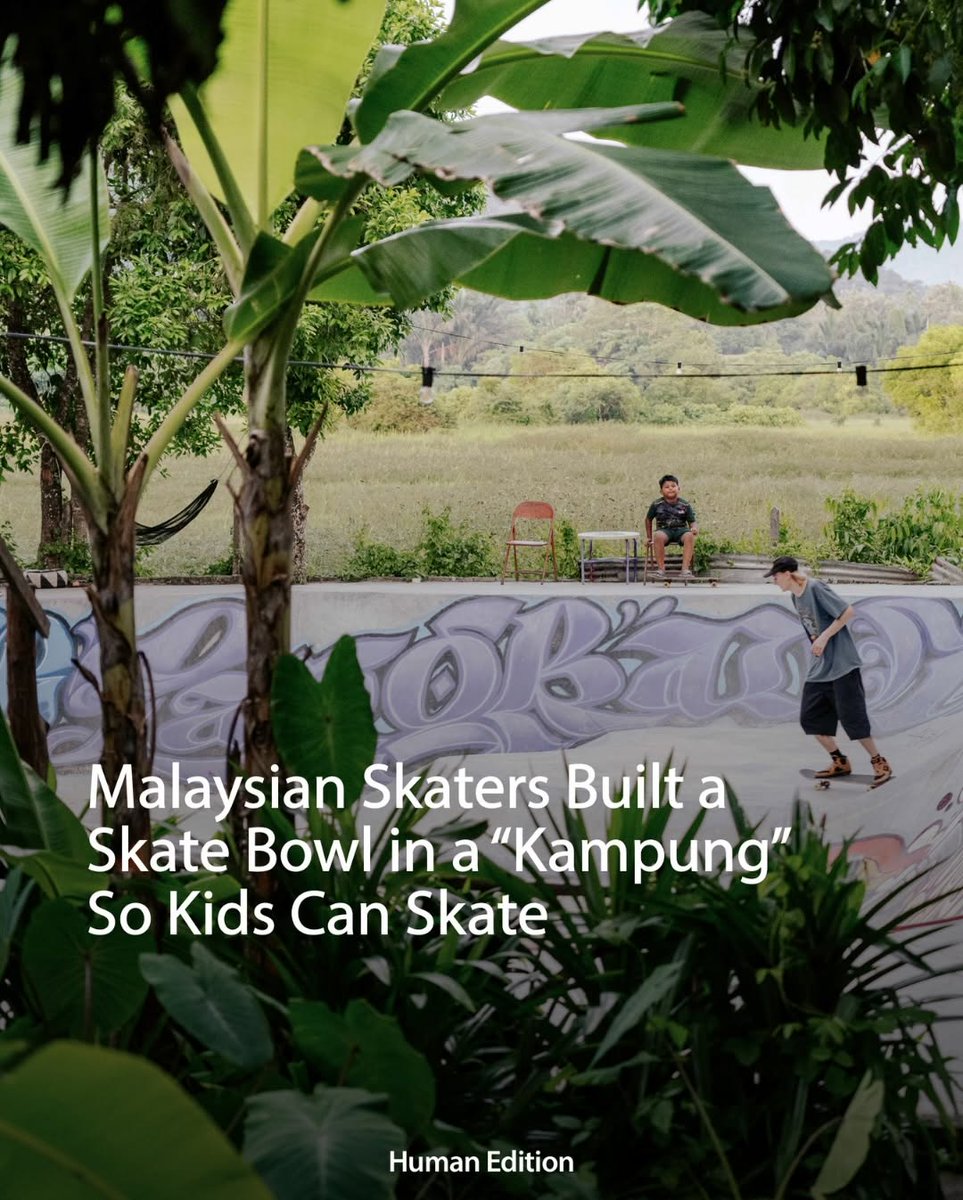 human_editinkgc's tweet photo. Humans of Langkawi:

At the centre of a paddy field in Langkawi, @ is a skate bowl created by the local community. A small idea among local skaters became reality over time, thanks to donations, shared community effort, and months of building togethe... https://t.co/2xul3EY5GP