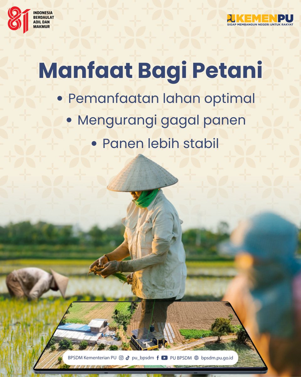pu_bpsdm's tweet photo. Salah satunya melalui Jaringan Irigasi Air Tanah (JIAT), yang menjadi bagian dari upaya Kementerian PU dalam mendukung ketahanan air untuk sektor pertanian. https://t.co/m3QlZmZhod