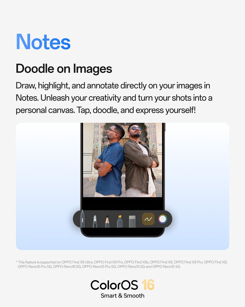 ayansonunigam's tweet photo. ColorOS 16 August month Update 👇
✅ Doodle on images in Notes
✅ Clear notification badges with a simple 2-finger pinch
✅ Currency conversions on Home screen with new 2×2 & 4×2 widgets
✅ AI Remix Collage
✅ Phone Manager blocks suspicious app activities
#OPPO #ColorOS16 https://t.co/I5YX519KDk