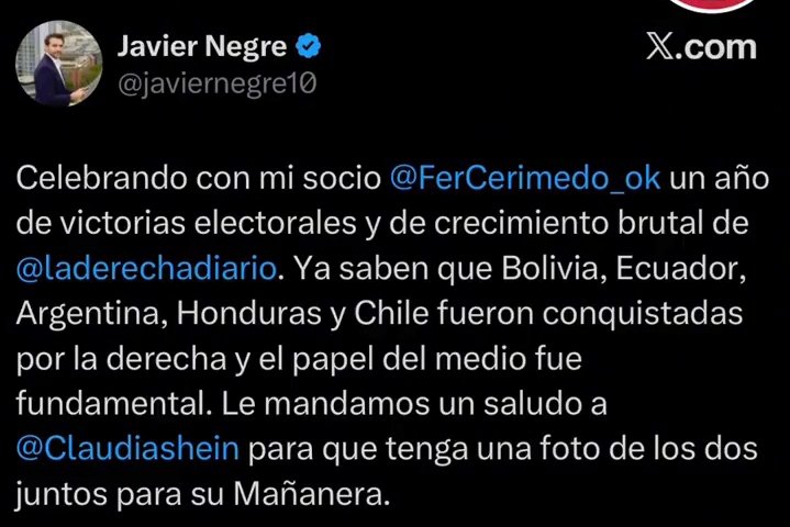 Incorru47125032's tweet photo. 🔴URGENTE!!
Kast está acorralado!
El periodista, comunicador y empresario de medios español Javier Negre reconoce públicamente q, junto a su socio Fernando Cerimedo, infiltraron las elecciones presidenciales de varios países incluido Chile.😫
Engañar al electorado es un delito!! https://t.co/zfrEarLq0f
